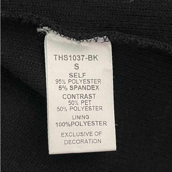 THML Black Knit Top SMALL Sequin Sleeve Sweater V Neck Chic Party Holiday Glam - Picture 6 of 8